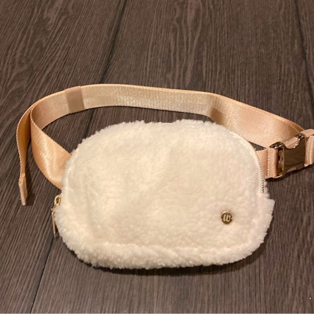 Fuzzy White Belt Bag